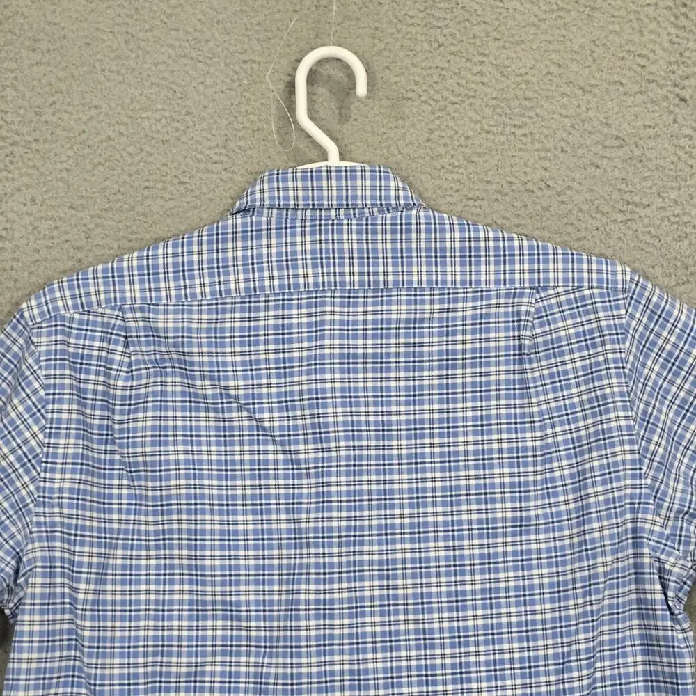 Polo Ralph Lauren Button Up Shirt Mens Large Blue Plaid Flesh Pony Preppy Long S